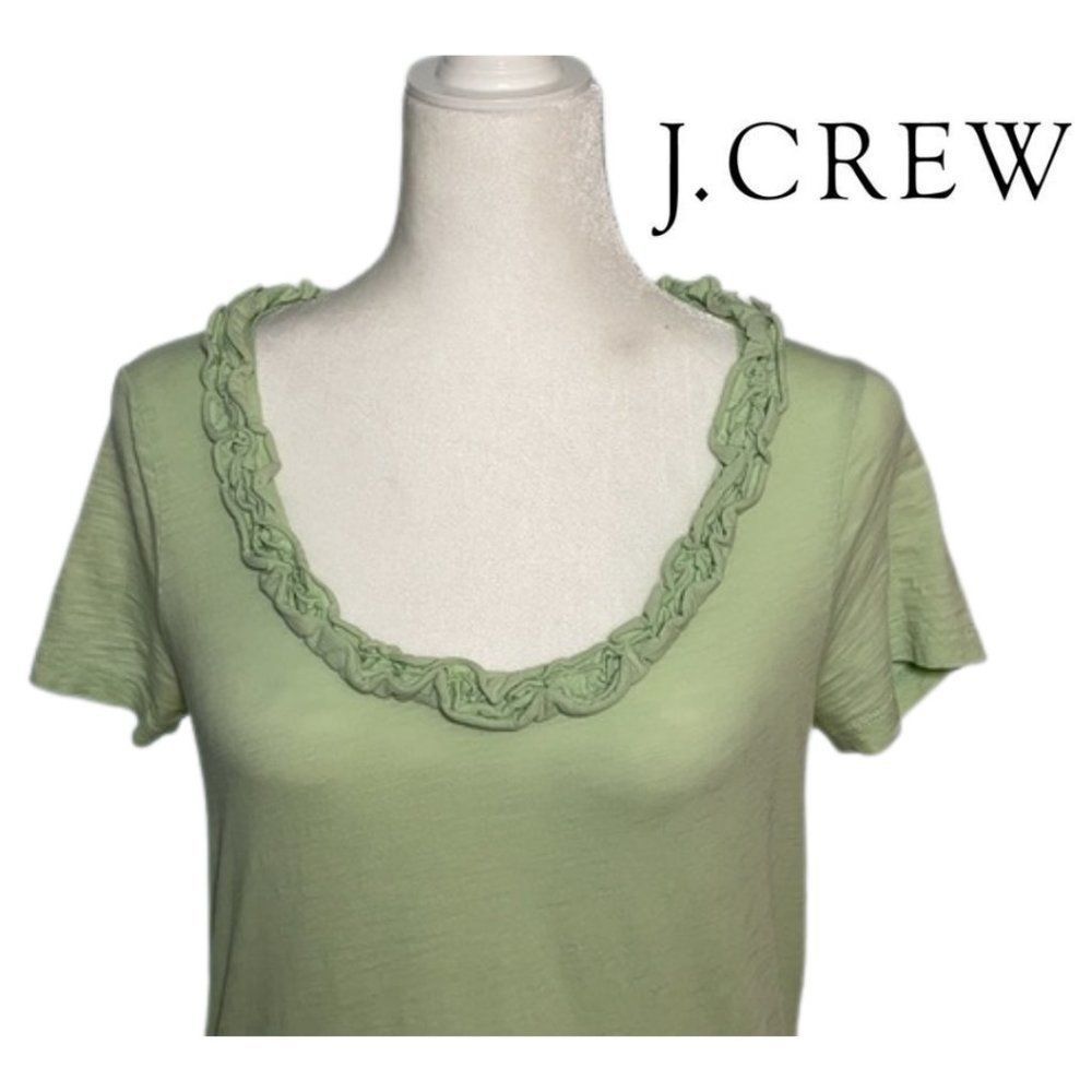 J.Crew Mint Green Ruffle Scoop Neck Tee